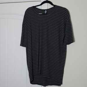 Women's Grey & black striped hi-lo ¾ sleeve tunic